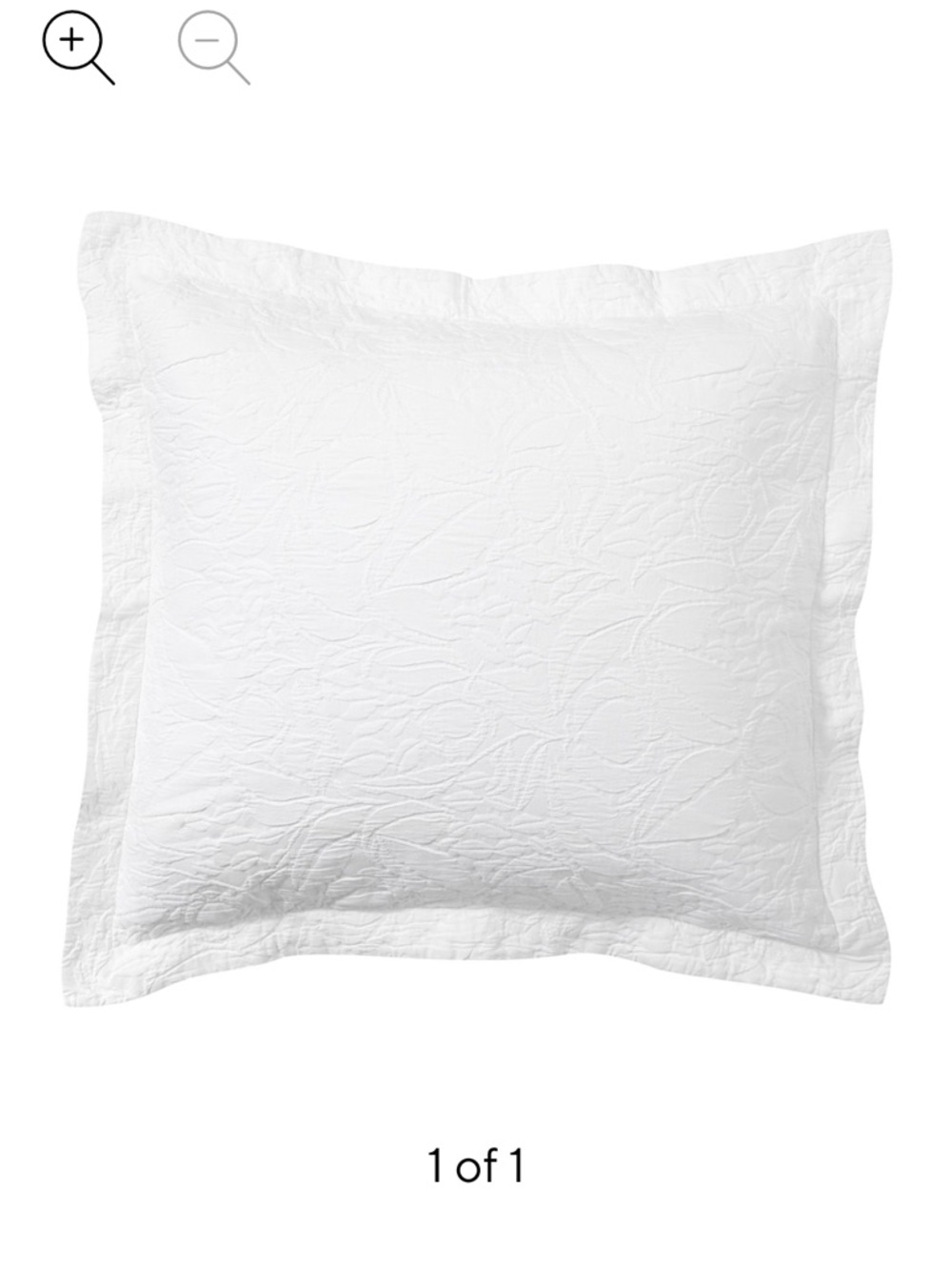Pottery Barn White Quilted Euro Sham with Botanical Stitching